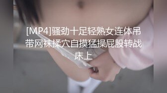 [MP4]骚劲十足轻熟女连体吊带网袜揉穴自摸猛操屁股转战床上